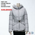 2016 Chinese Manufacture Short Warm White Women Winter Down Jacket with Hood